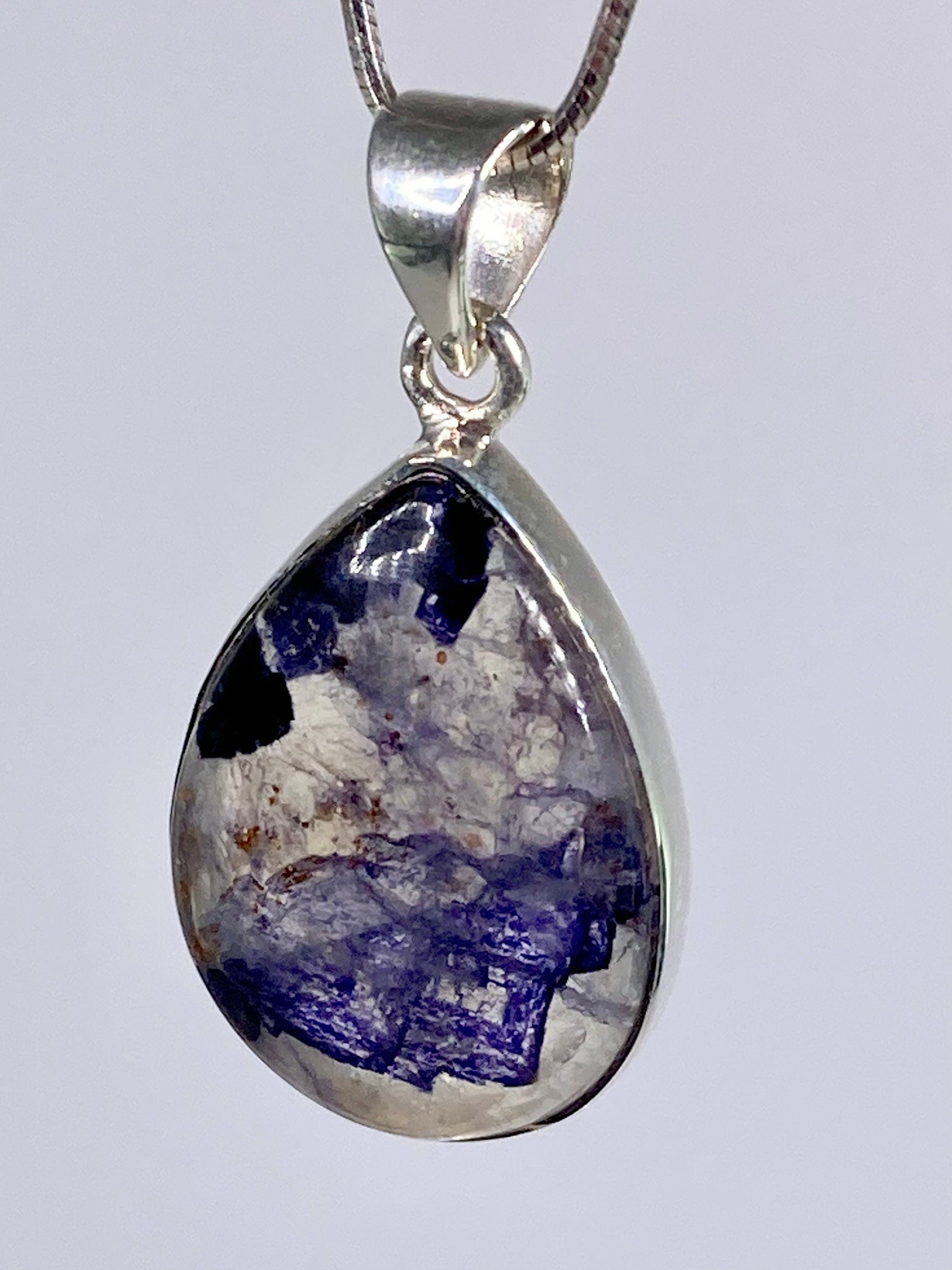 A Rare Blue John and Silver Pendant