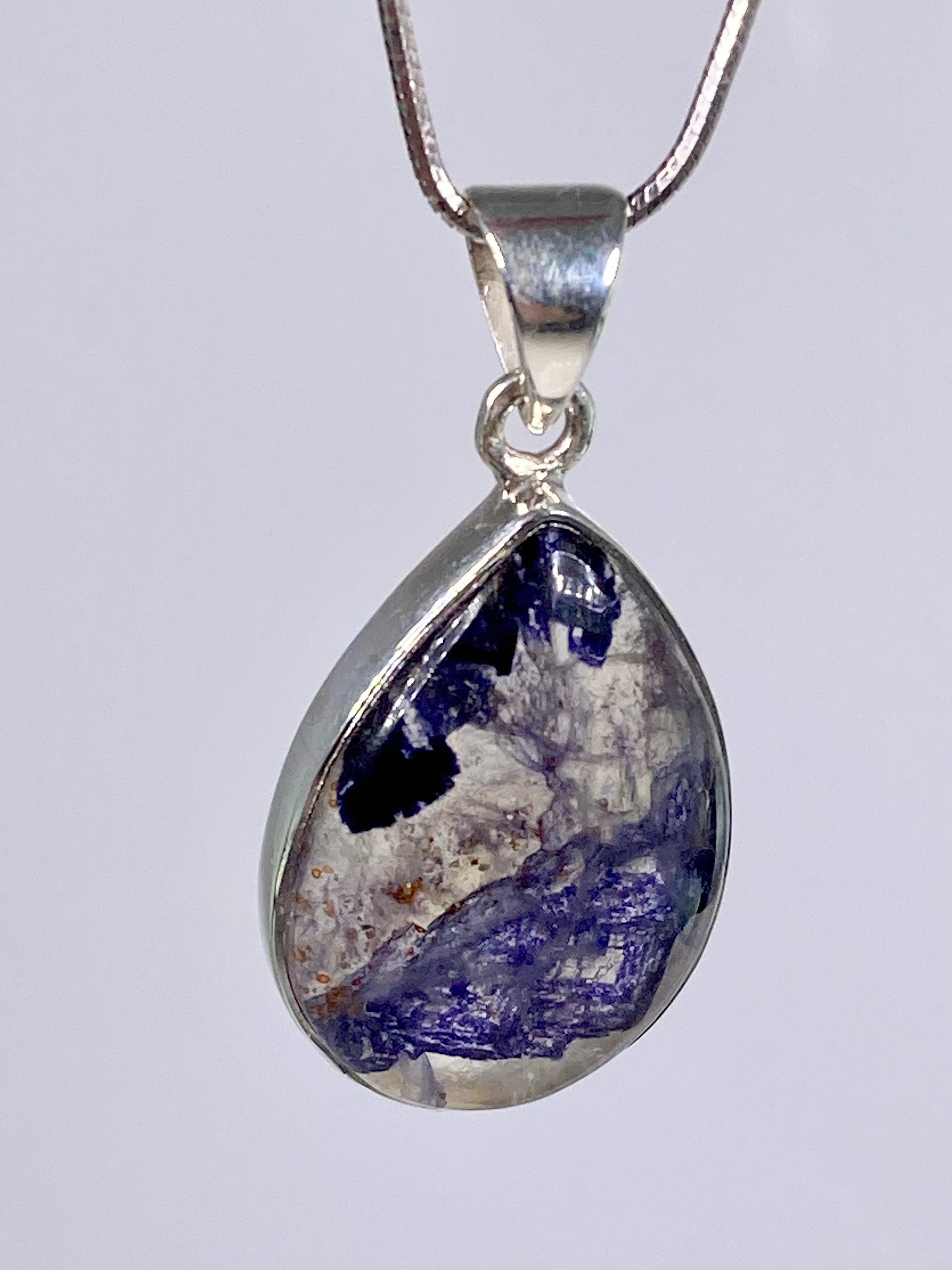 A Rare Blue John and Silver Pendant