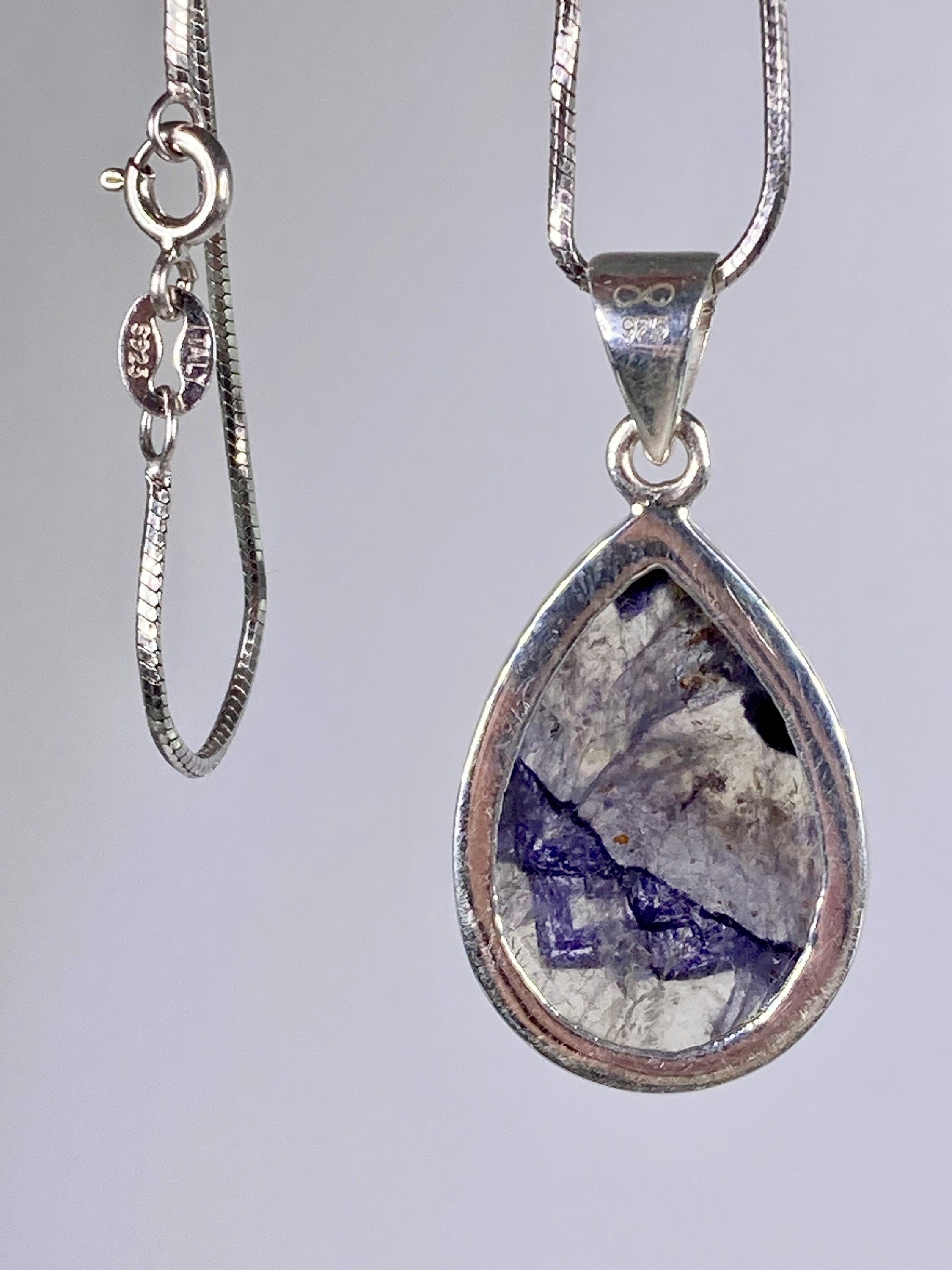 A Rare Blue John and Silver Pendant