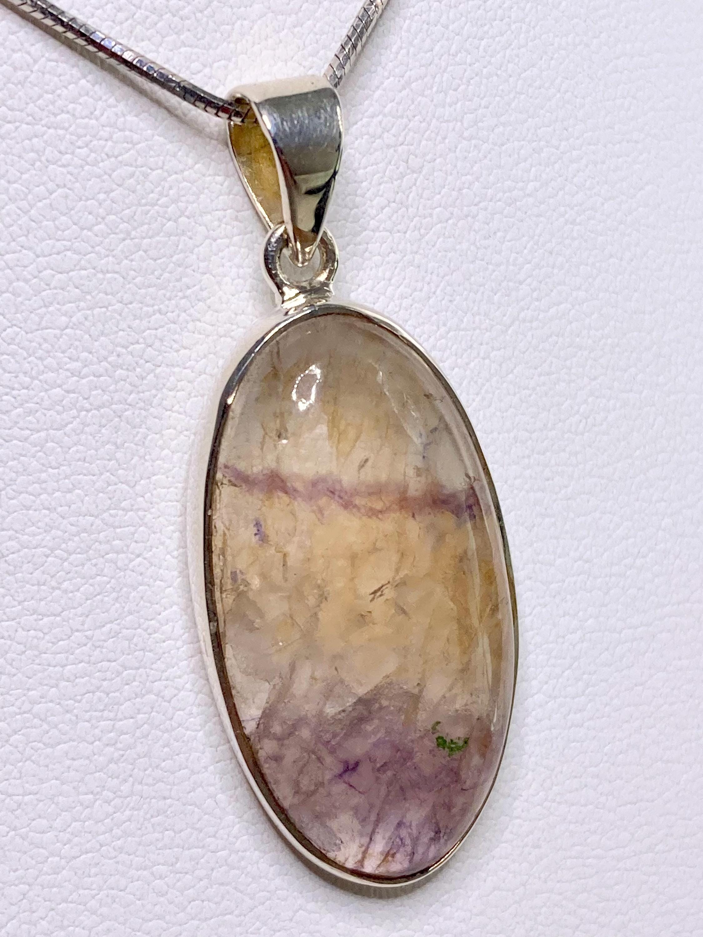 A Rare Blue John and Silver Pendant.