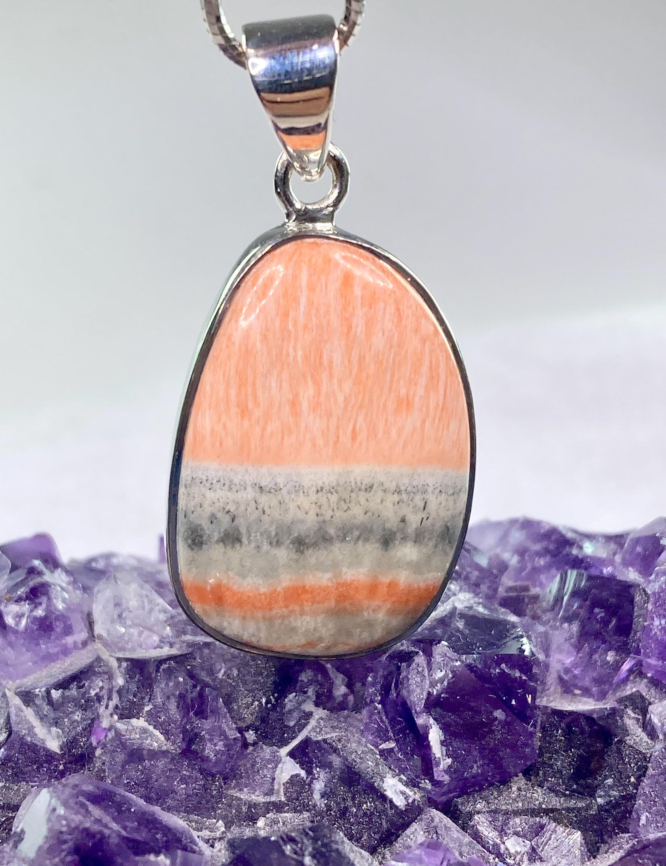 British Celestobarite Silver Oval Pendant
