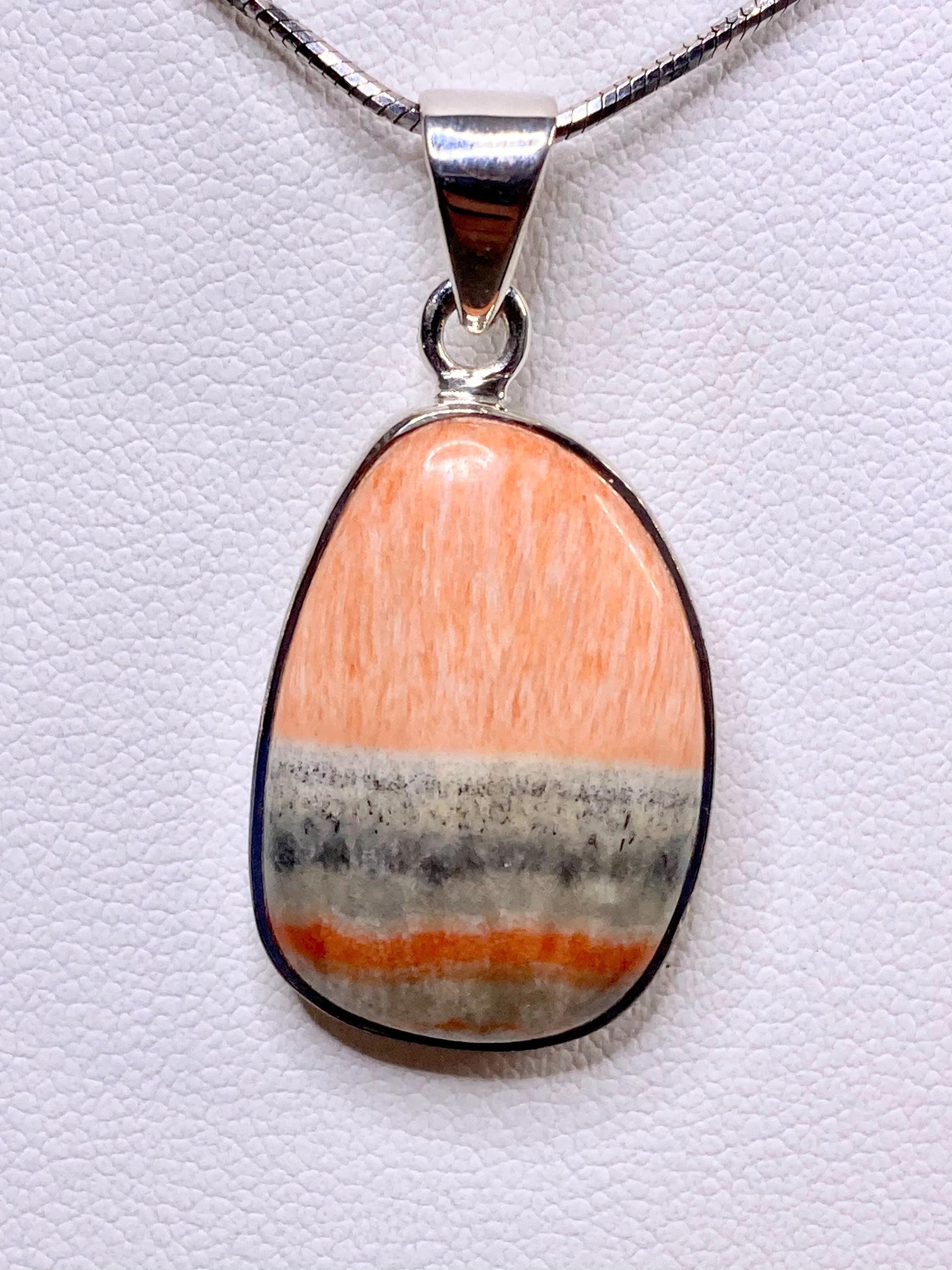 British Celestobarite Silver Oval Pendant