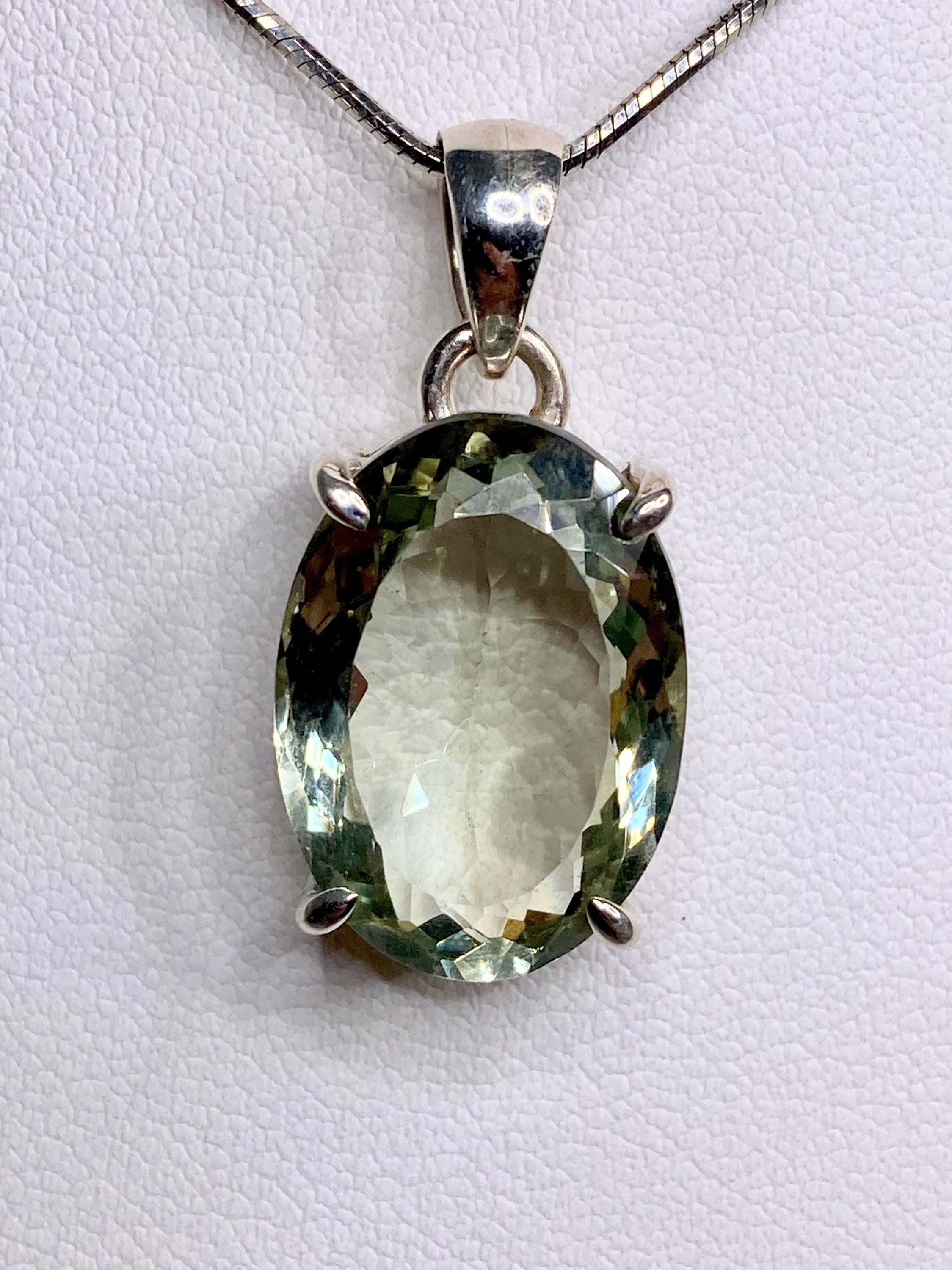 Green Amethyst (Prasiolite ) and Silver Pendant