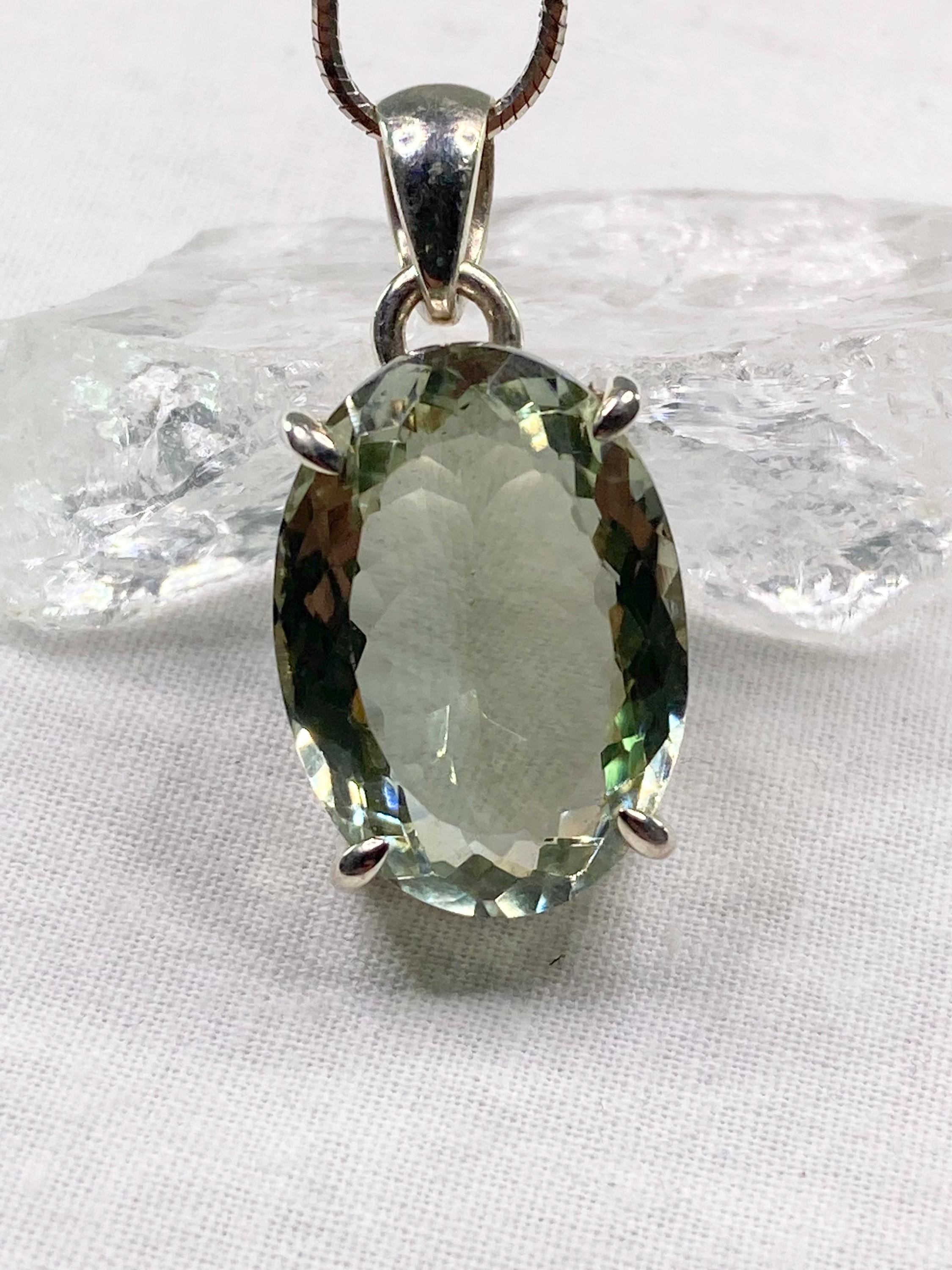 Green Amethyst (Prasiolite ) and Silver Pendant