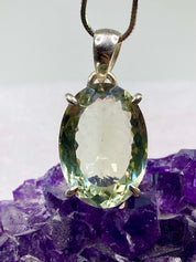 Green Amethyst (Prasiolite ) and Silver Pendant
