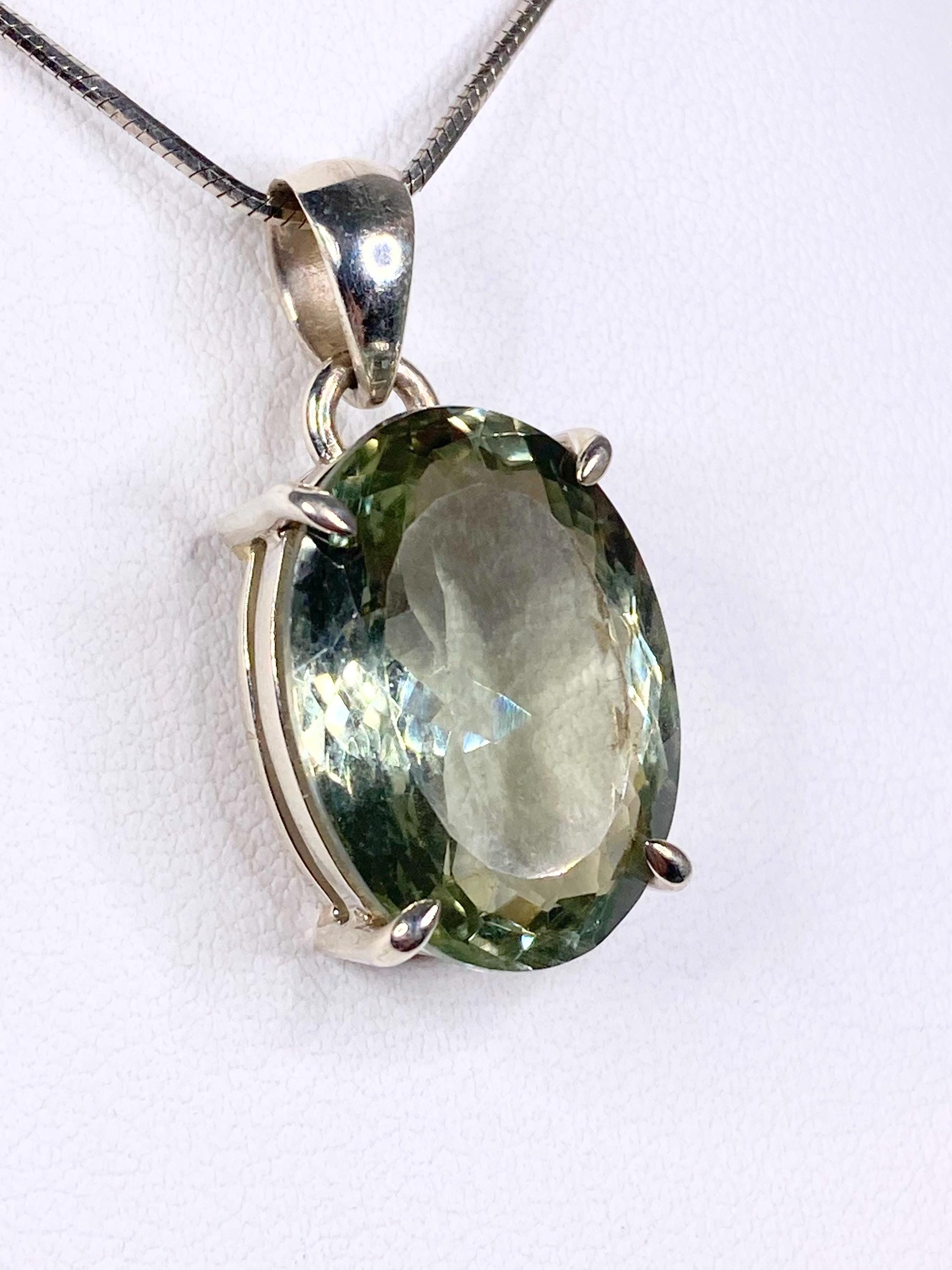 Green Amethyst (Prasiolite ) and Silver Pendant