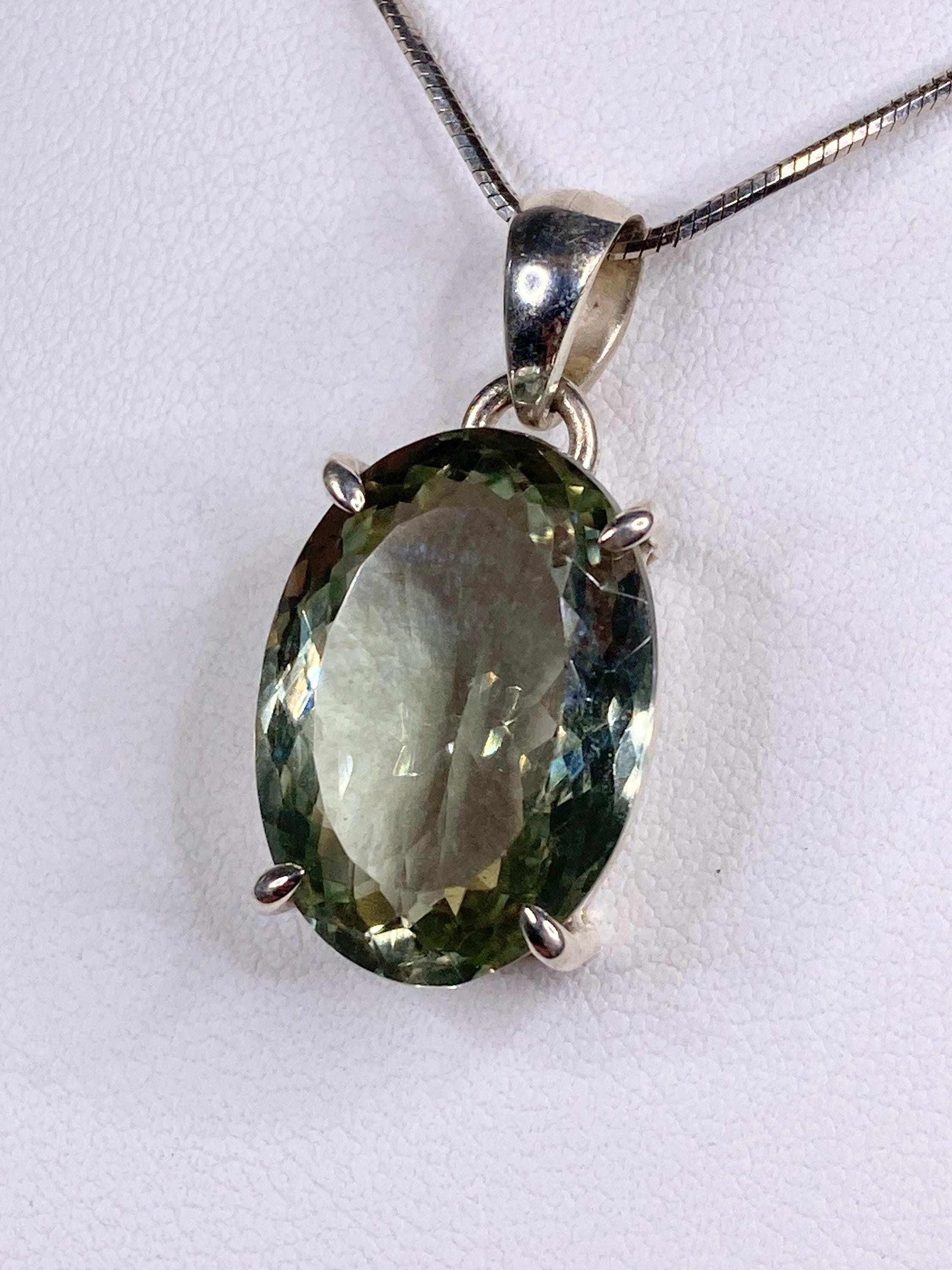 Green Amethyst (Prasiolite ) and Silver Pendant