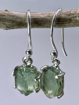 Green Apatite and 925 Silver Drop Earrings