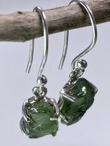 Green Apatite and 925 Silver Drop Earrings