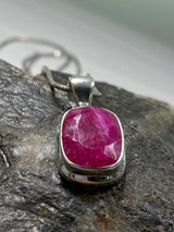 Raw Ruby and Silver Pendant