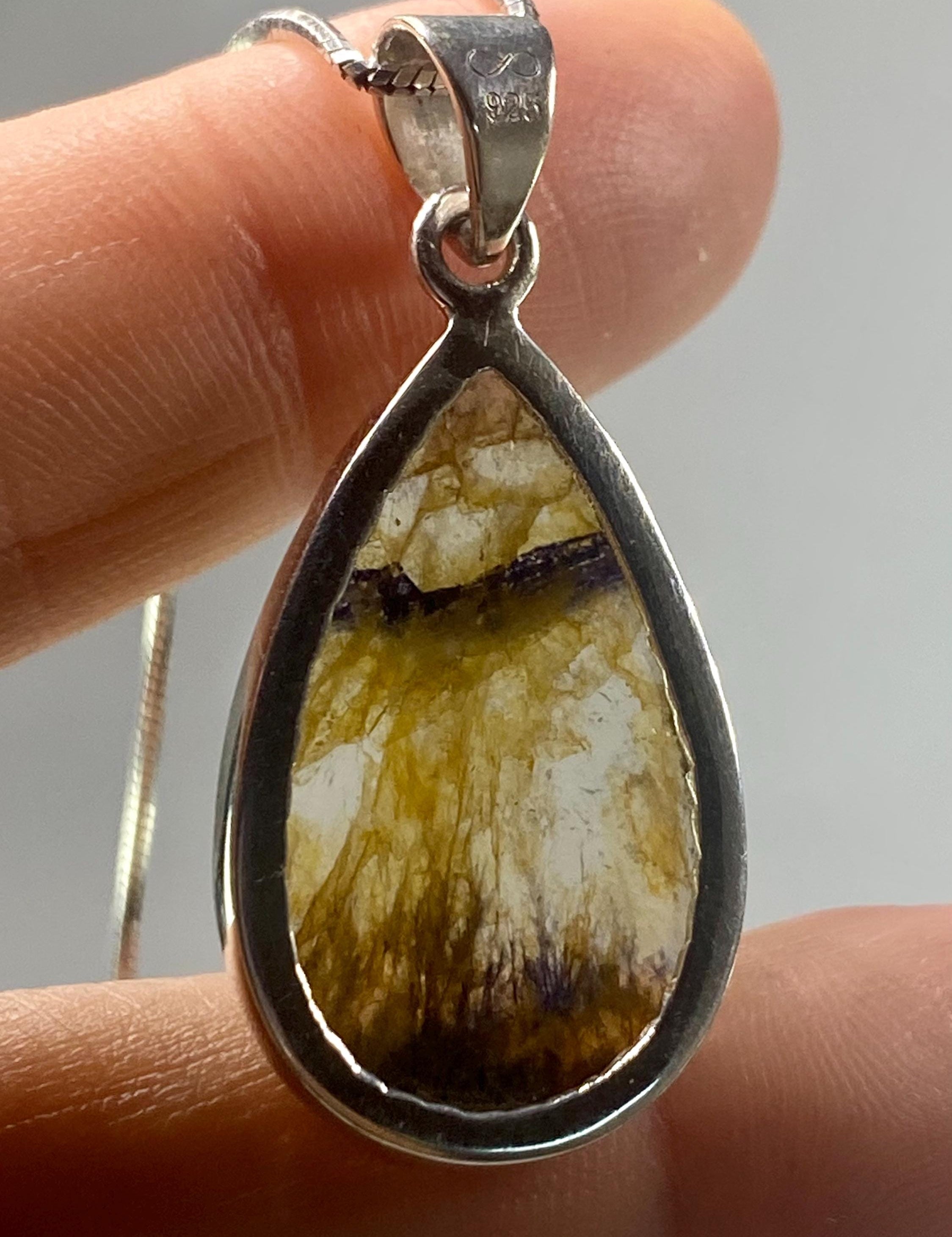 Blue John Silver Pendant - Extremely Rare