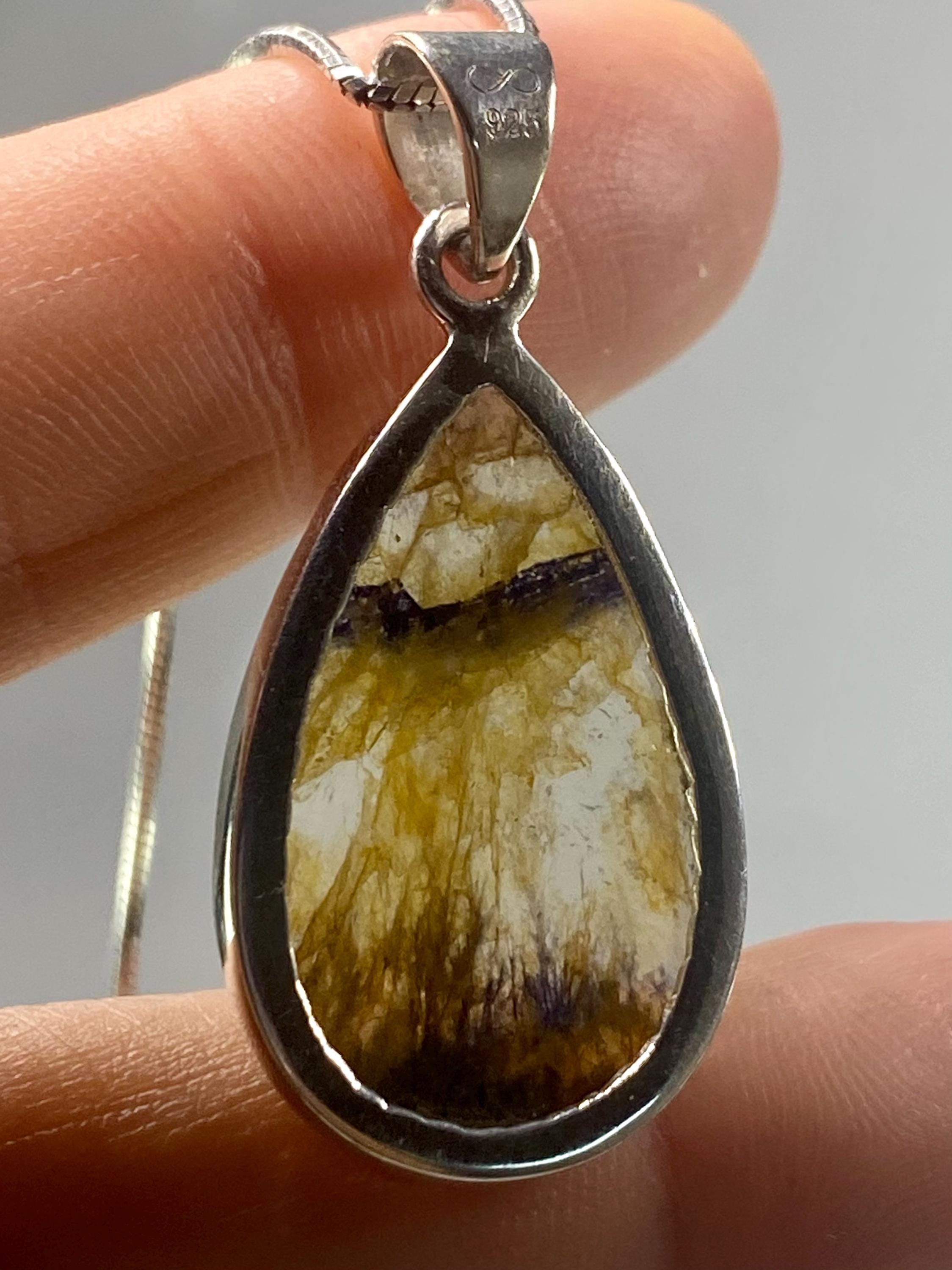 Blue John Silver Pendant - Extremely Rare