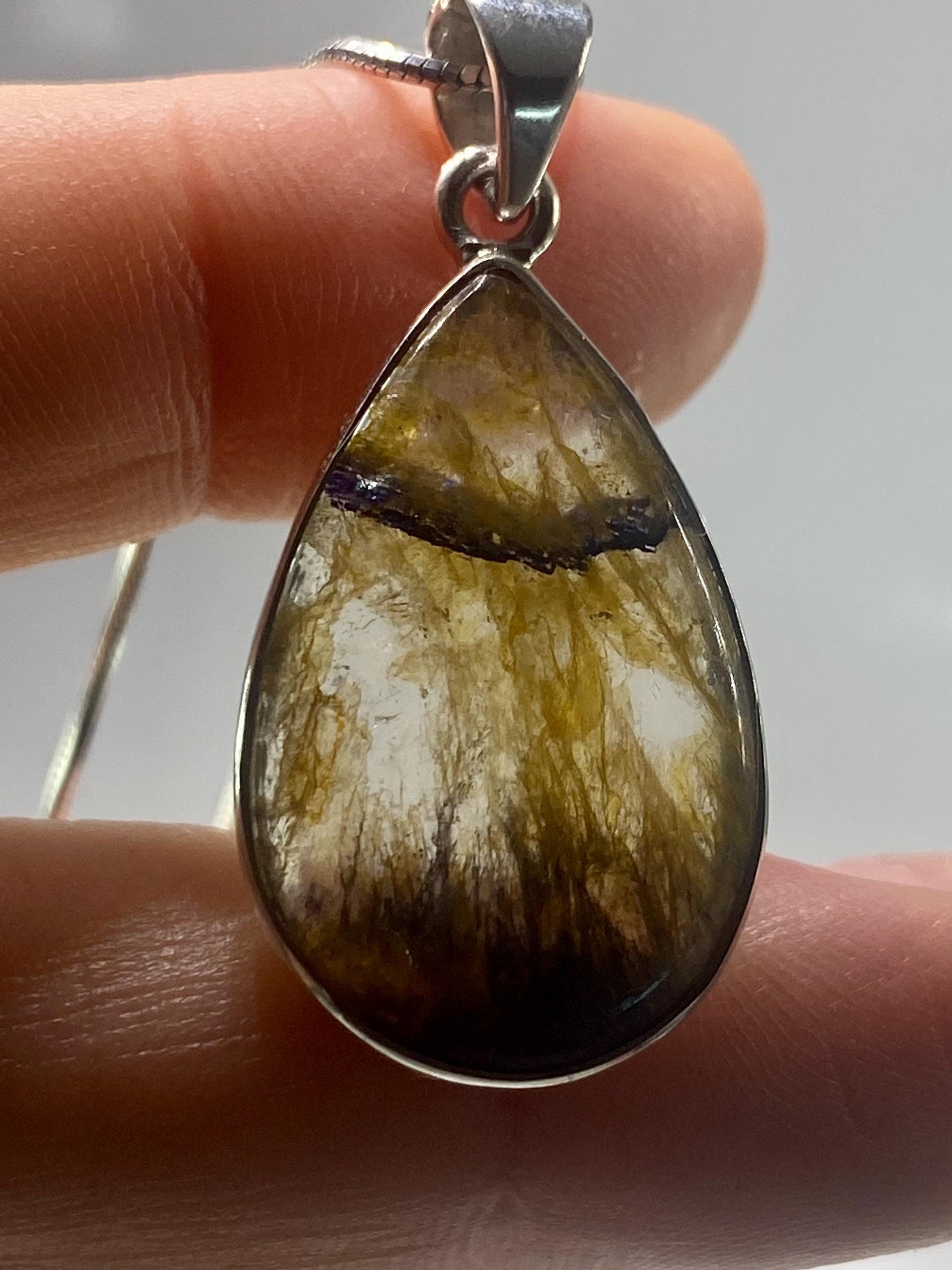 Blue John Silver Pendant - Extremely Rare