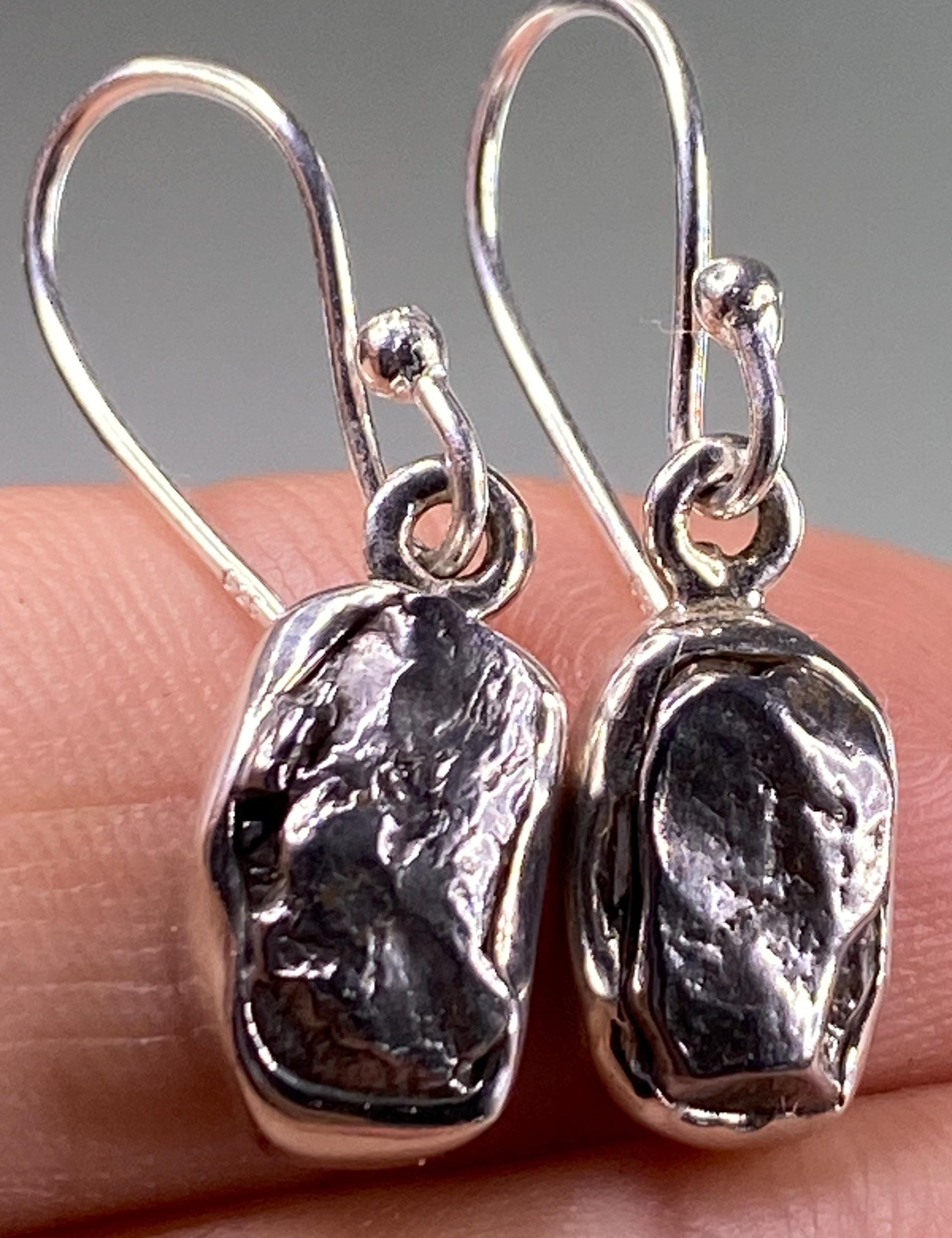 Meteorite Campo Del Cielo and Silver Dangle Earrings