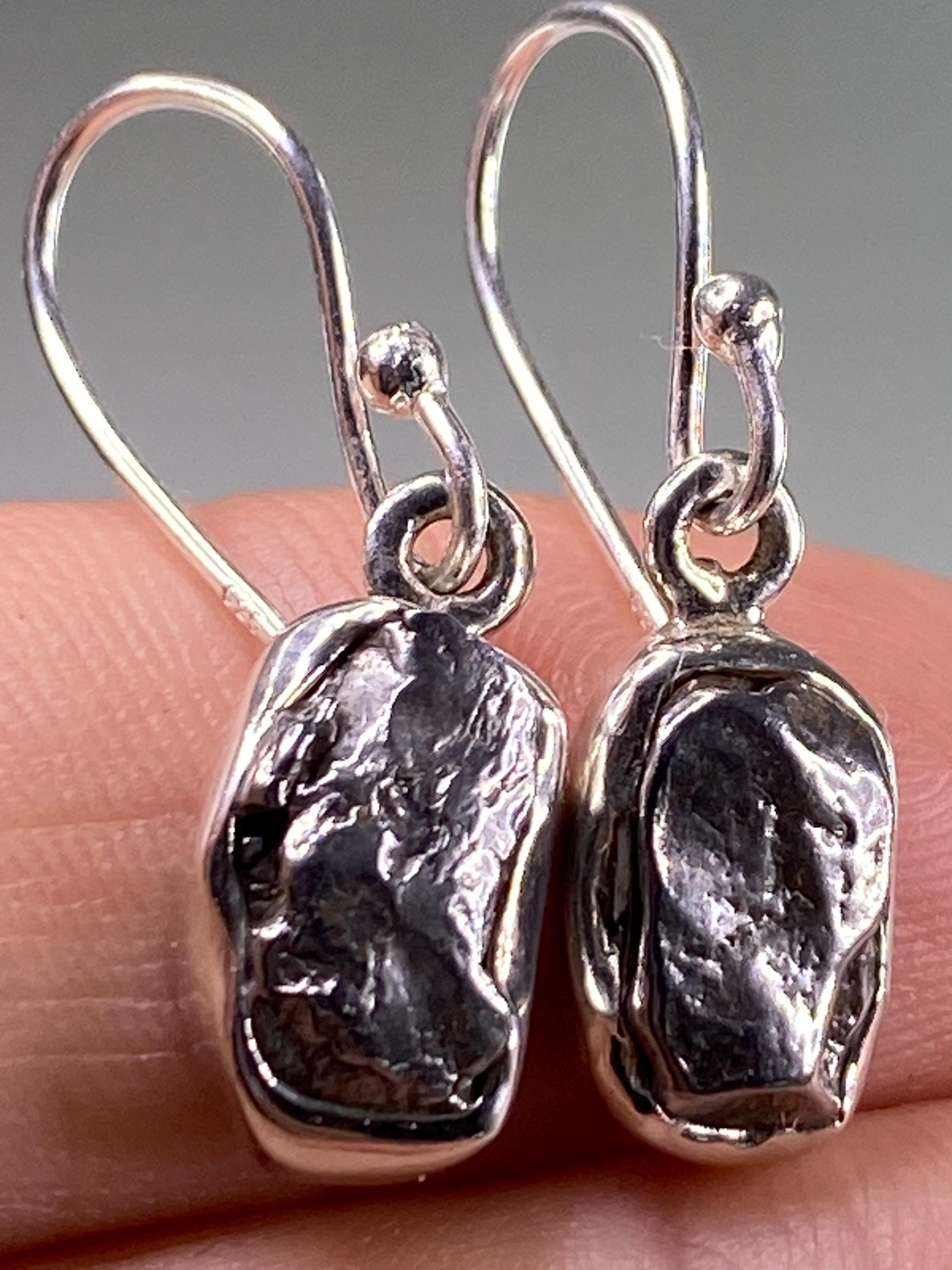 Meteorite Campo Del Cielo and Silver Dangle Earrings