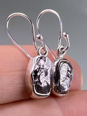 Meteorite Campo Del Cielo and Silver Dangle Earrings