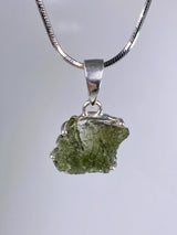 Natural MOLDAVITE and Sterling Silver Pendant