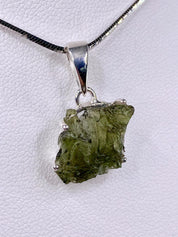 Natural MOLDAVITE and Sterling Silver Pendant