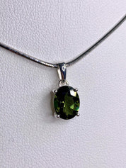 Fine Cut Faceted MOLDAVITE and Sterling Silver Pendant