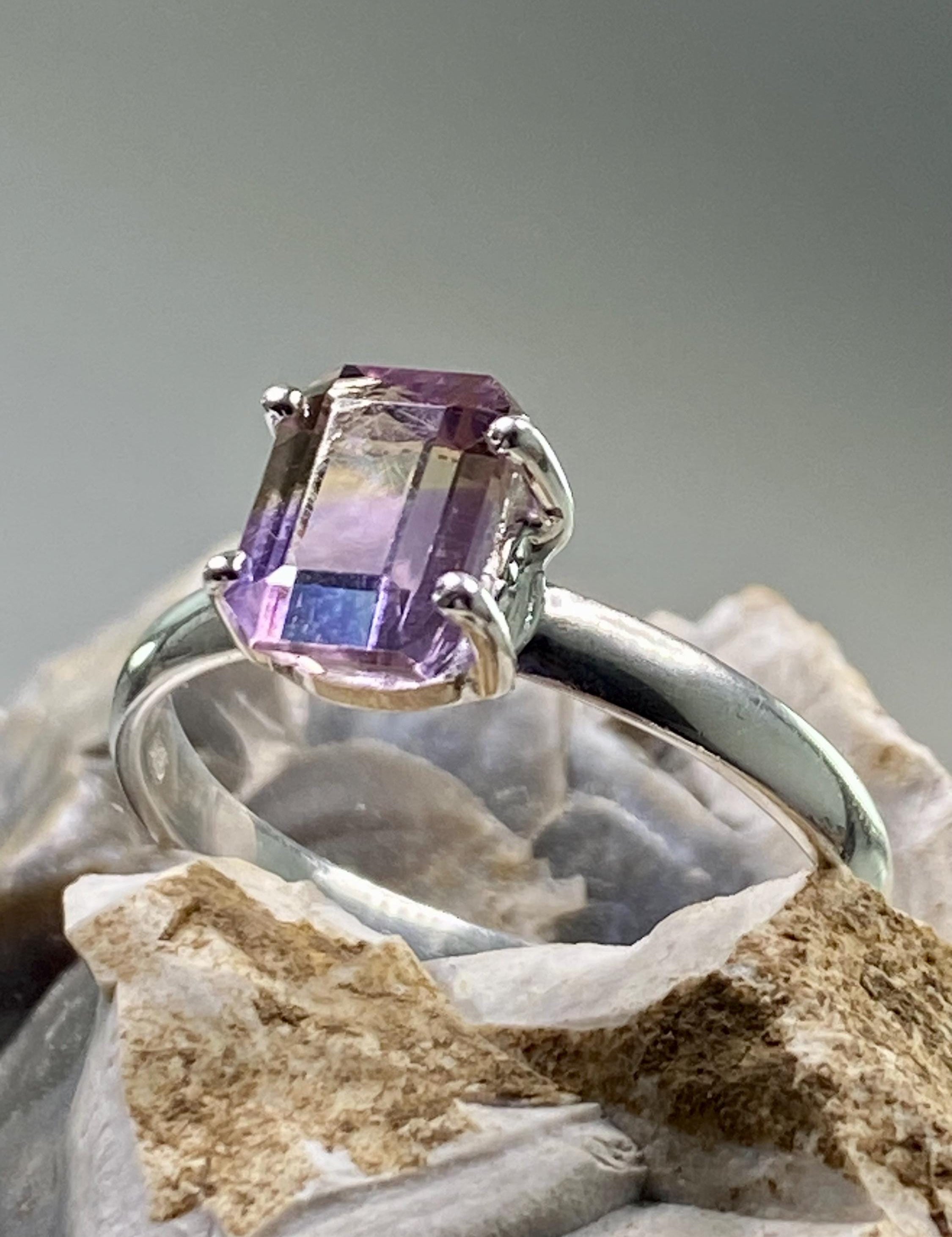 Natural Ametrine 925 Silver Ring