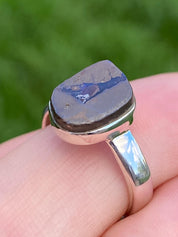 A Natural Australian Boulder Opal and Silver Ring