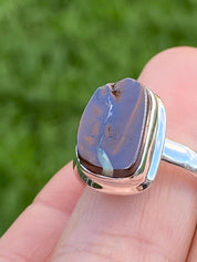 A Natural Australian Boulder Opal and Silver Ring