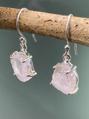 Morganite Drop Earrings: 925 Silver, Pale Pink Hexagon Cut