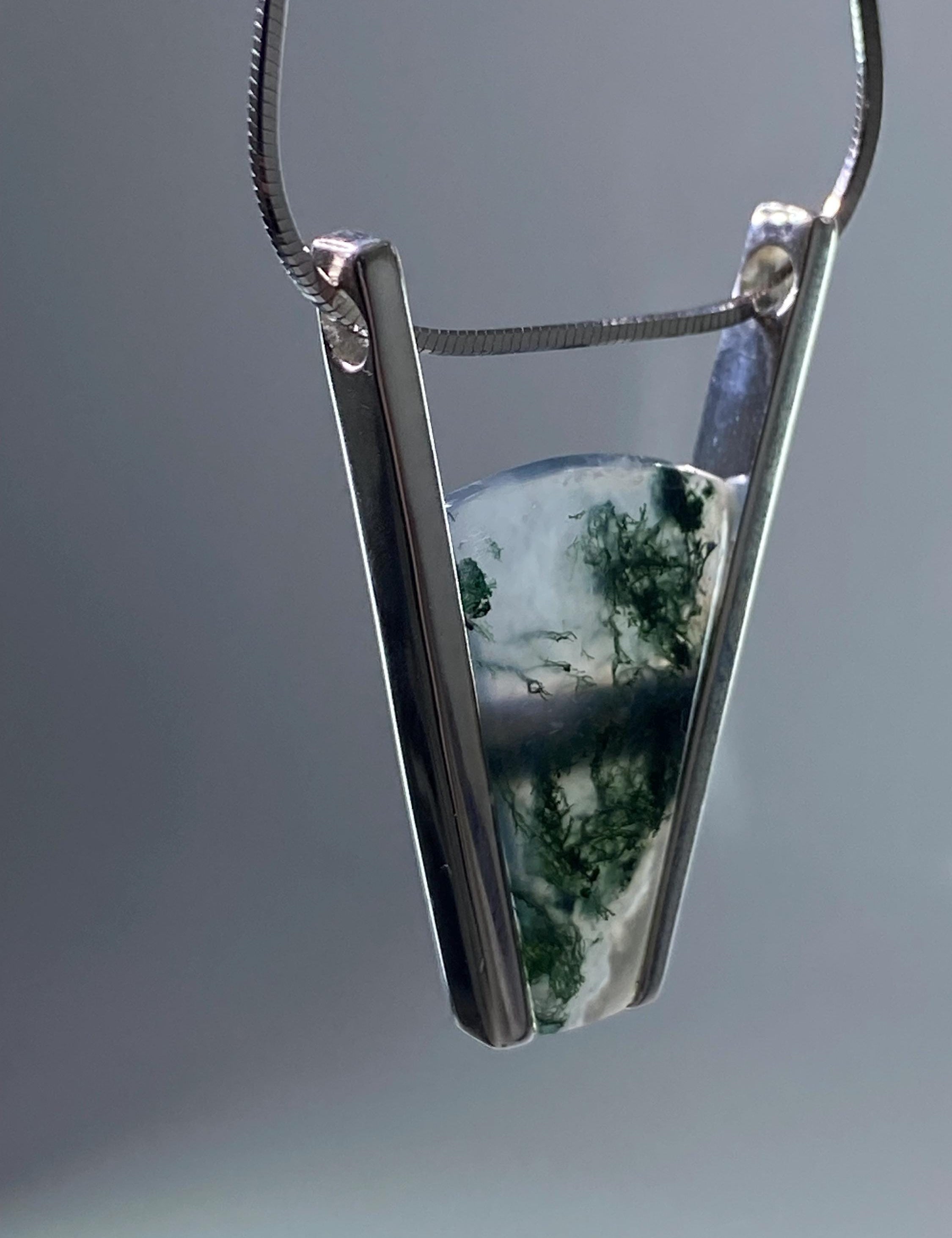 Moss Agate Silver Pendant
