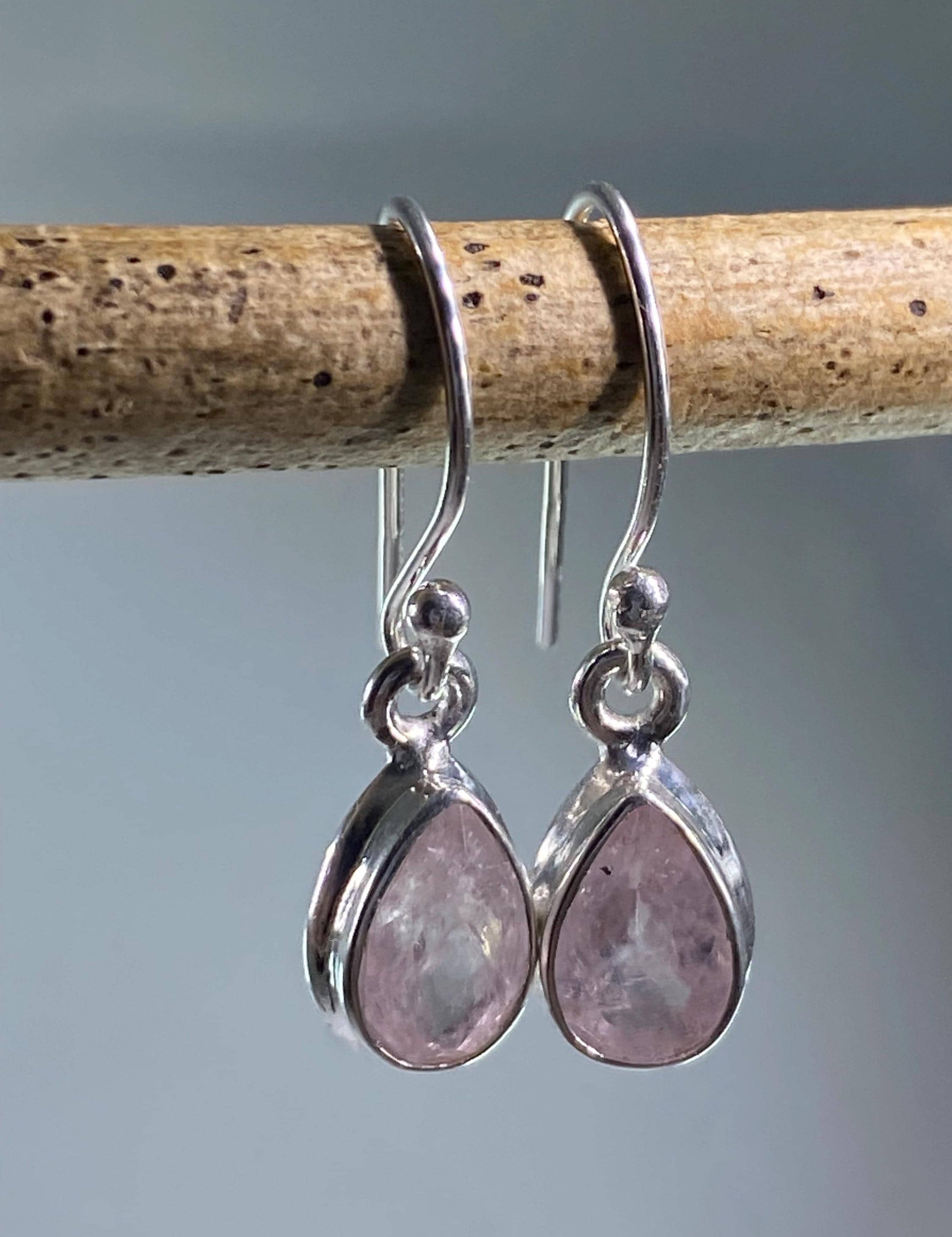 Natural Morganite and Sterling Silver Drop Earrings