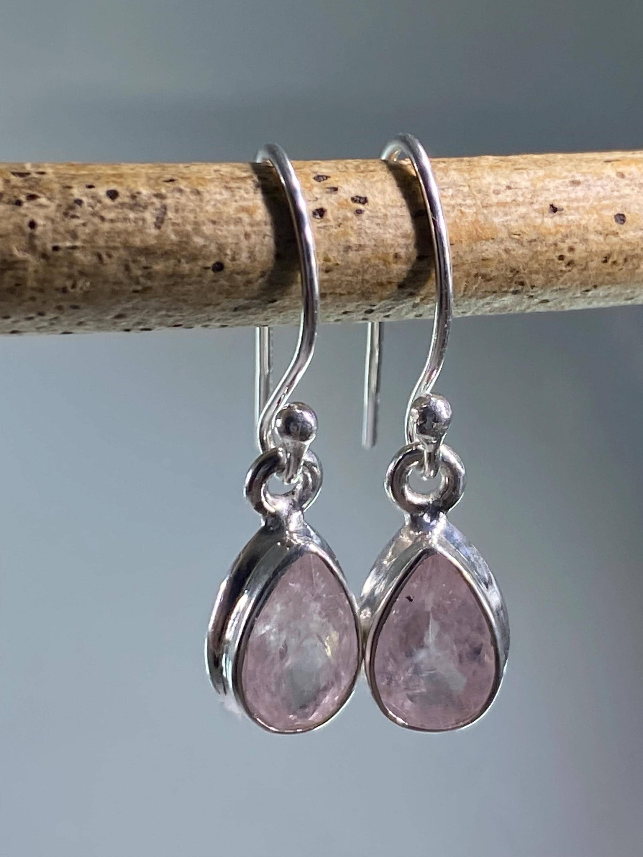 Natural Morganite and Sterling Silver Drop Earrings