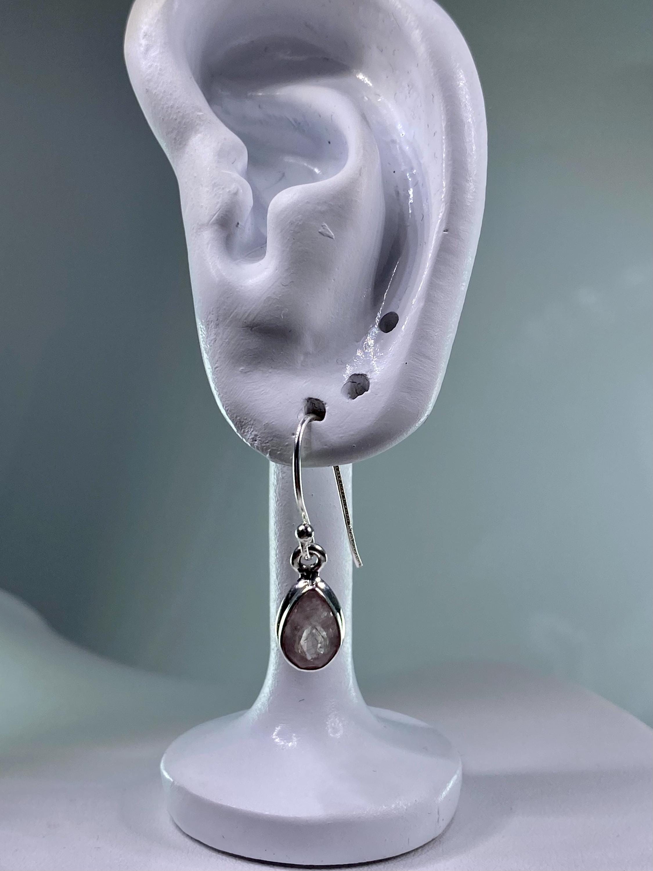 Natural Morganite and Sterling Silver Drop Earrings
