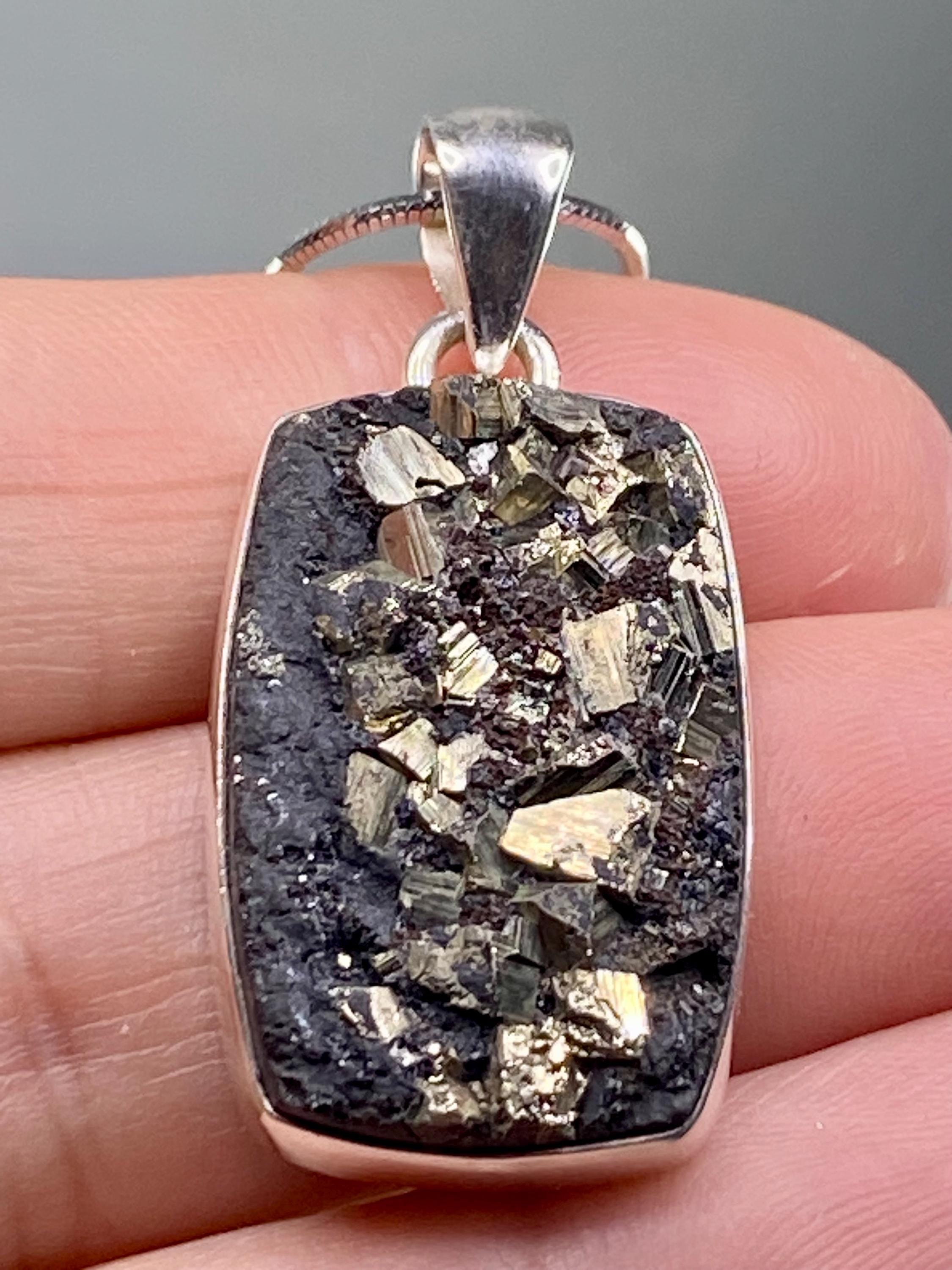 Pyrite Drusy/Druzy Silver Pendant