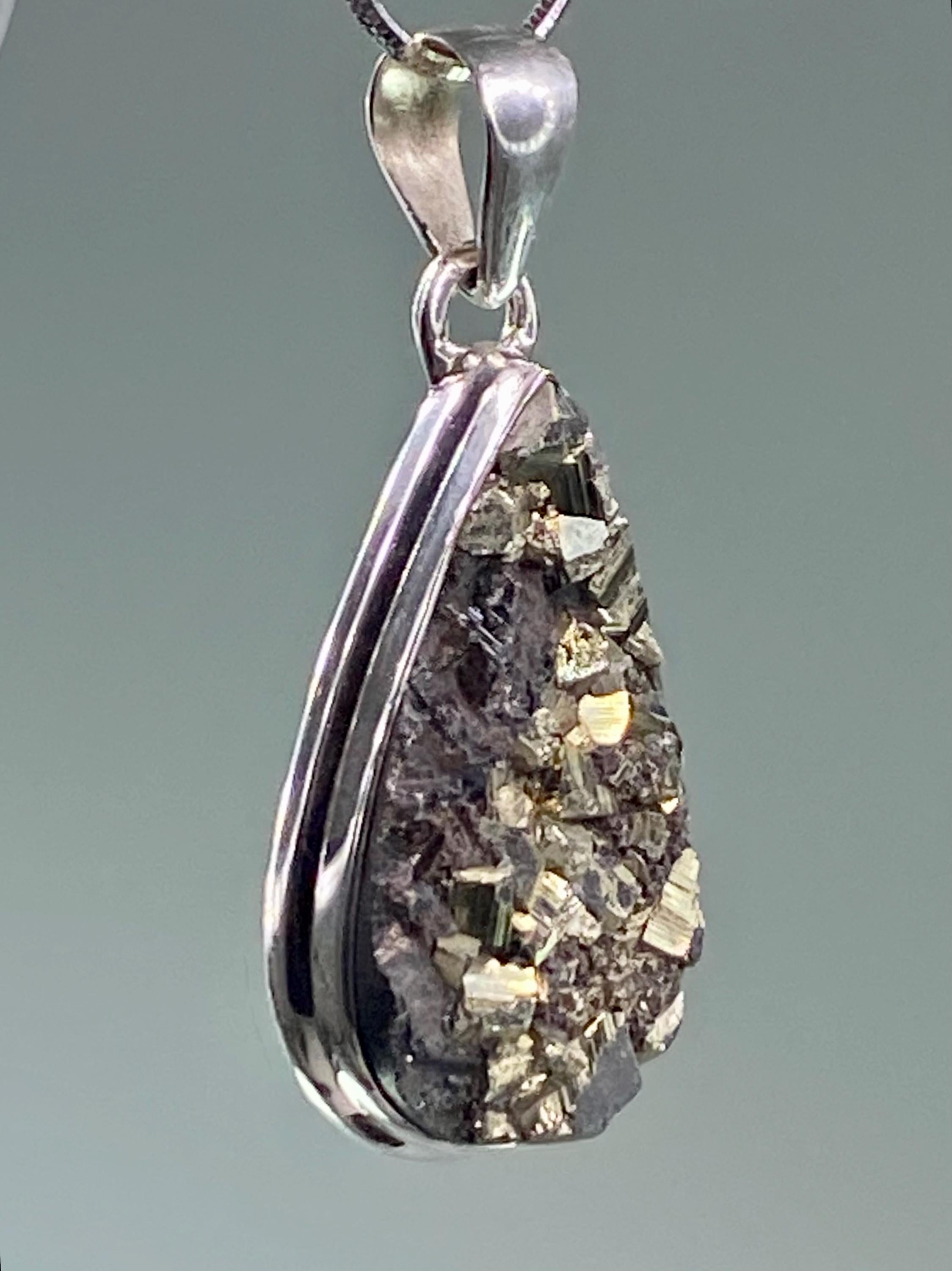 Pyrite Drusy/Druzy Silver Pendant