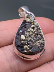 Pyrite Drusy/Druzy Silver Pendant