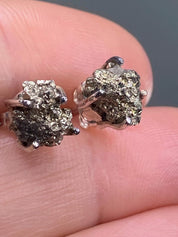 Pyrite Drusy/Druzy Silver Stud Earrings
