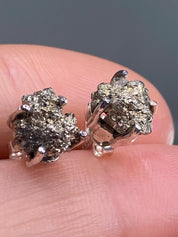 Pyrite Drusy/Druzy Silver Stud Earrings