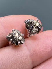 Pyrite Drusy/Druzy Silver Stud Earrings