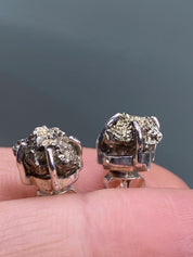 Pyrite Drusy/Druzy Silver Stud Earrings