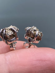 Pyrite Drusy/Druzy Silver Stud Earrings