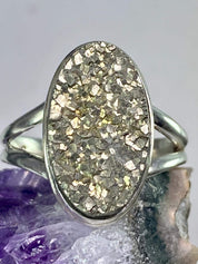 Pyrite Drusy/Drusy Silver Ring