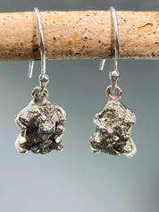 Hexagon cut Pyrite Druzy 925 Sterling Silver Dangle Earrings