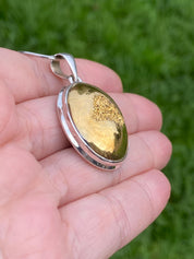 Golden Window Druzy Silver Pendant