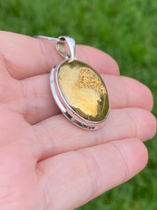 Golden Window Druzy Silver Pendant