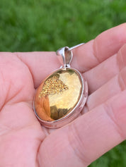 Golden Window Druzy Silver Pendant