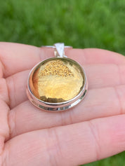 Golden Window Druzy Silver Pendant