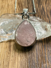 Natural Morganite and Sterling Silver Pendant