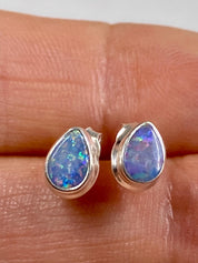 Australian Opal and Silver Stud Earrings