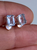 Aquamarine Silver Baguette Earrings