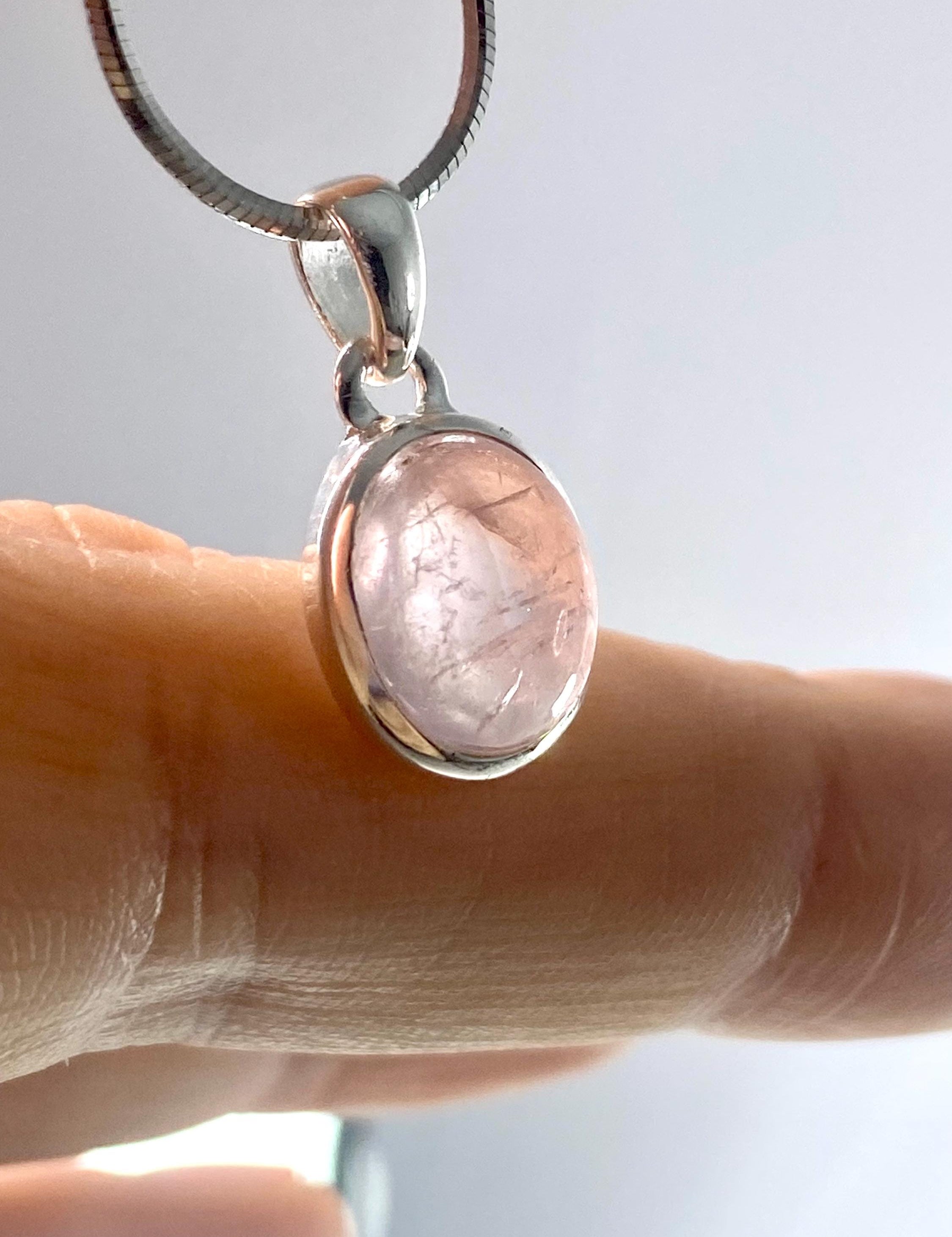 Natural Morganite and Sterling Silver Pendant