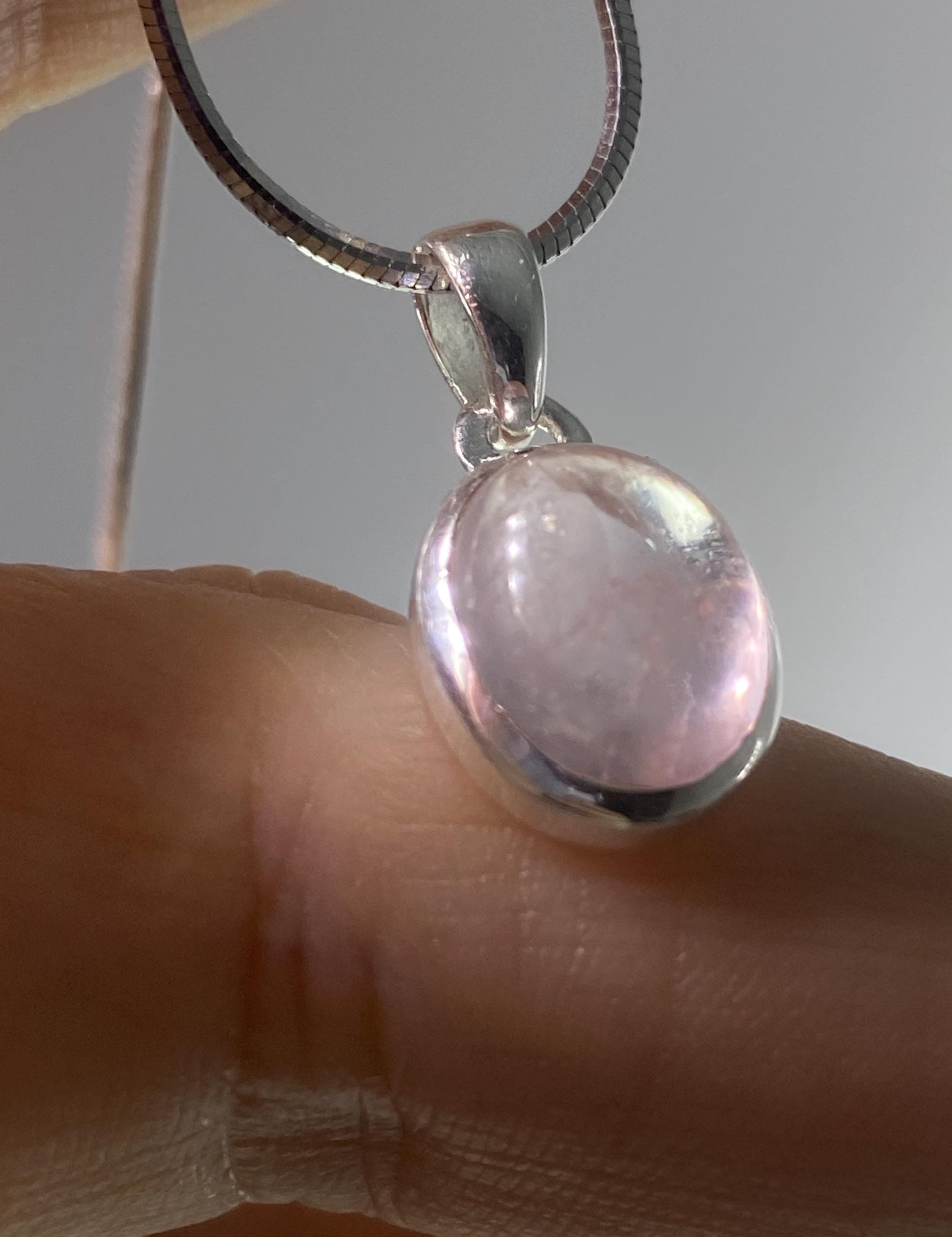 Natural Morganite and Sterling Silver Pendant